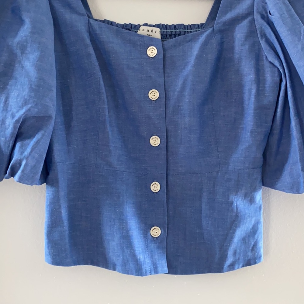 Sandro Chambray Puff-Sleeve Too - Picture 4 of 10